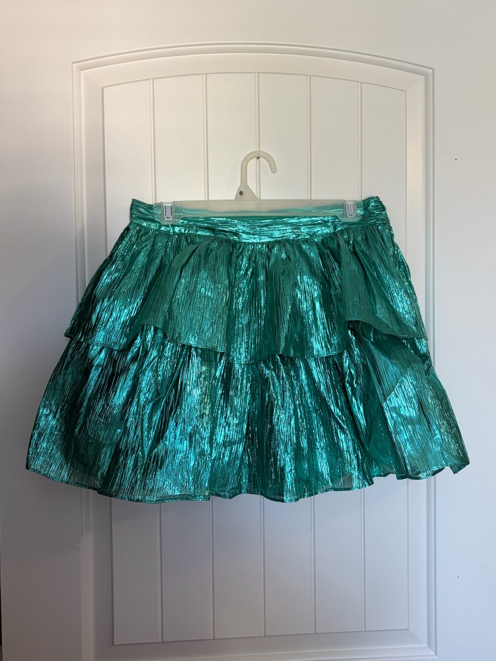 metallic green skirt